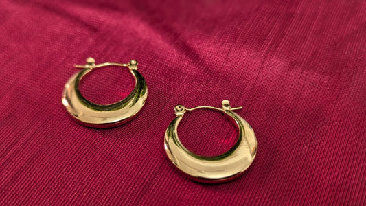 Gold Plated Full Moon Stainless Steel Hoop Earrings