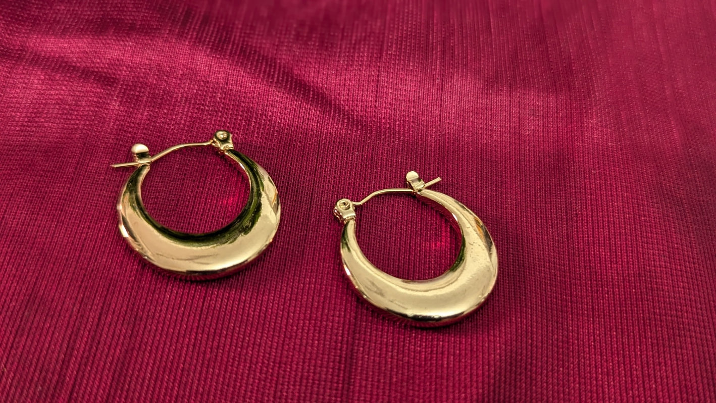 Gold Plated Full Moon Stainless Steel Hoop Earrings