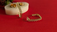 Gold Plated Diamond Studded Rectangle Half Hoop Earrings