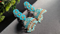 Light Blue Dome Shaped Traditional Meenakari Jhumkies