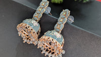 Dome Shaped Gray Traditional Meenakari Jhumkies