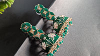 Forest Green Dome Shaped Meenakari Traditional Earrings