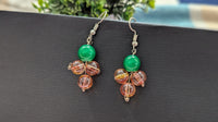 Handmade Green and Crystal Firefly Beads Drop Earrings