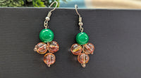 Handmade Green and Crystal Firefly Beads Drop Earrings