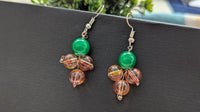 Handmade Green and Crystal Firefly Beads Drop Earrings