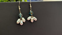 Handmade Blue Crystal and Faux Pearl Drop Earrings