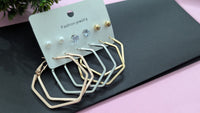 Set Of 6 Geometric Studs & Hoop Earrings