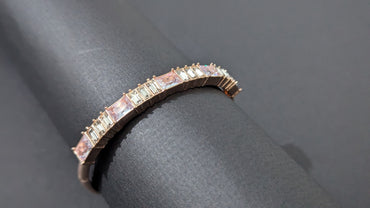 Diamond Studded Rose Gold Anti Tarnish Metal Bracelet