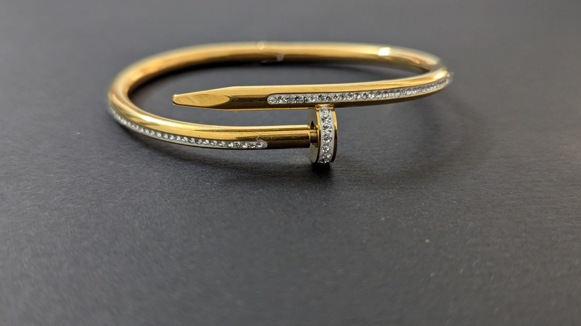 Gold Plated Cubic Zirconia Bangle Style Bracelet