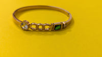 Gold Plated Green Rectangle Stone Joanne Metal Barcelet