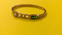 Gold Plated Green Rectangle Stone Joanne Metal Barcelet