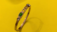 Gold Plated Green Rectangle Stone Joanne Metal Barcelet