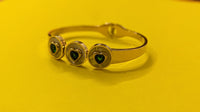 Green Stone Triple Heart Anti Tarnish Metal Bracelet