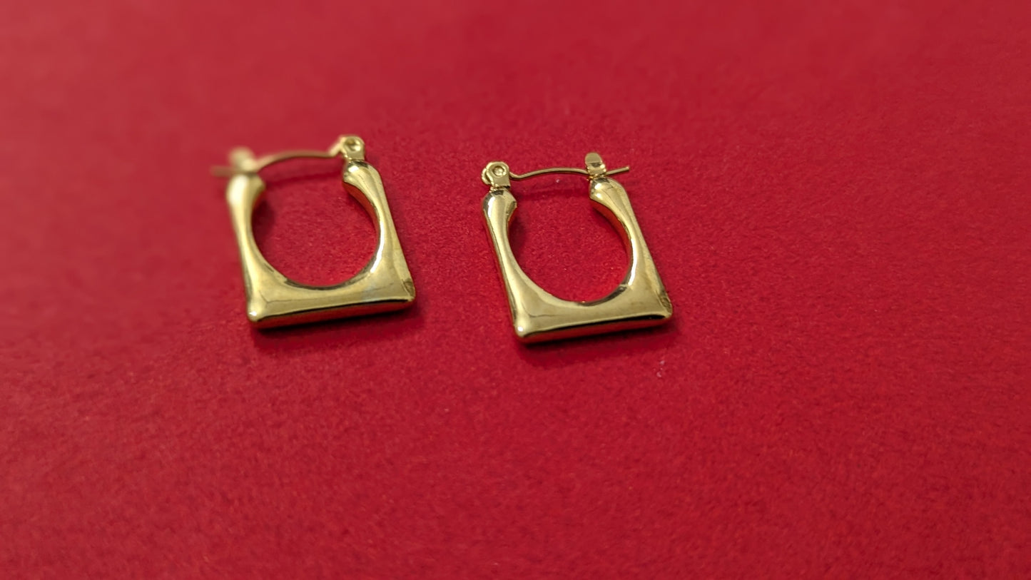 Stainless Steel Square Shape Gold Plated Hoop Earring