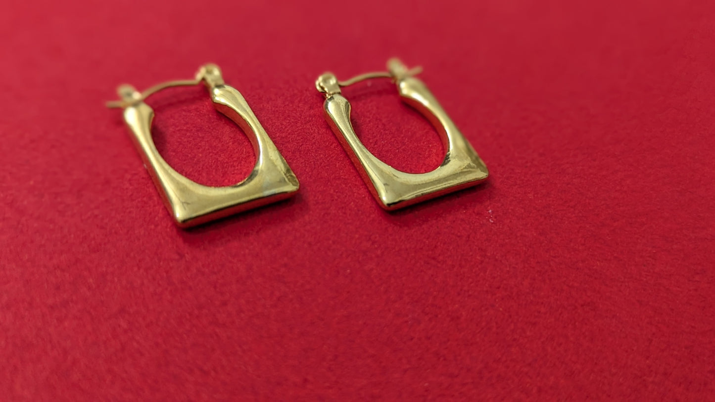 Stainless Steel Square Shape Gold Plated Hoop Earring