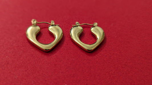 Gold Plated Heart Hoop Earrings Stainless Steel