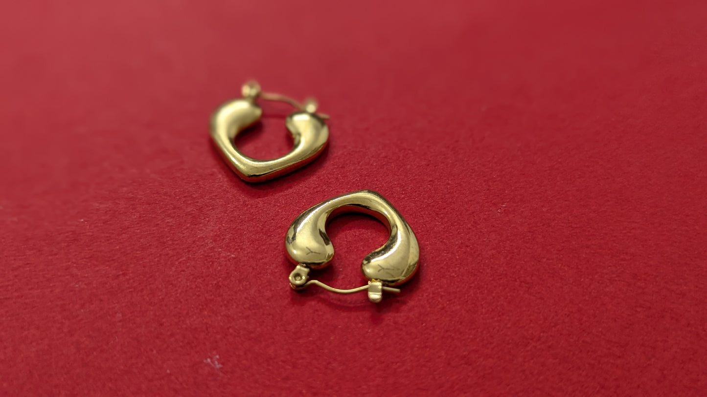 Gold Plated Heart Hoop Earrings Stainless Steel