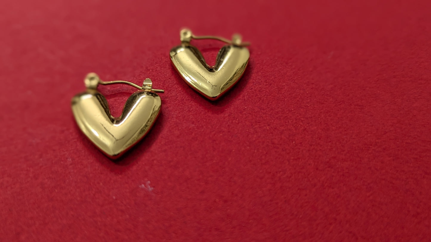 Gold Plated  Stainless Steel Balloon Heart Shape Hoop Earring