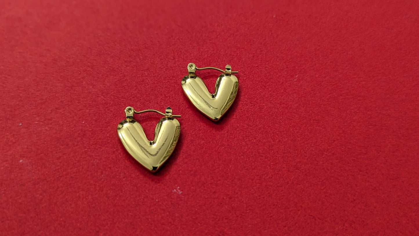 Gold Plated  Stainless Steel Balloon Heart Shape Hoop Earring