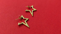 Stainless Steel Gold Plated Star Shape Hoop Earring