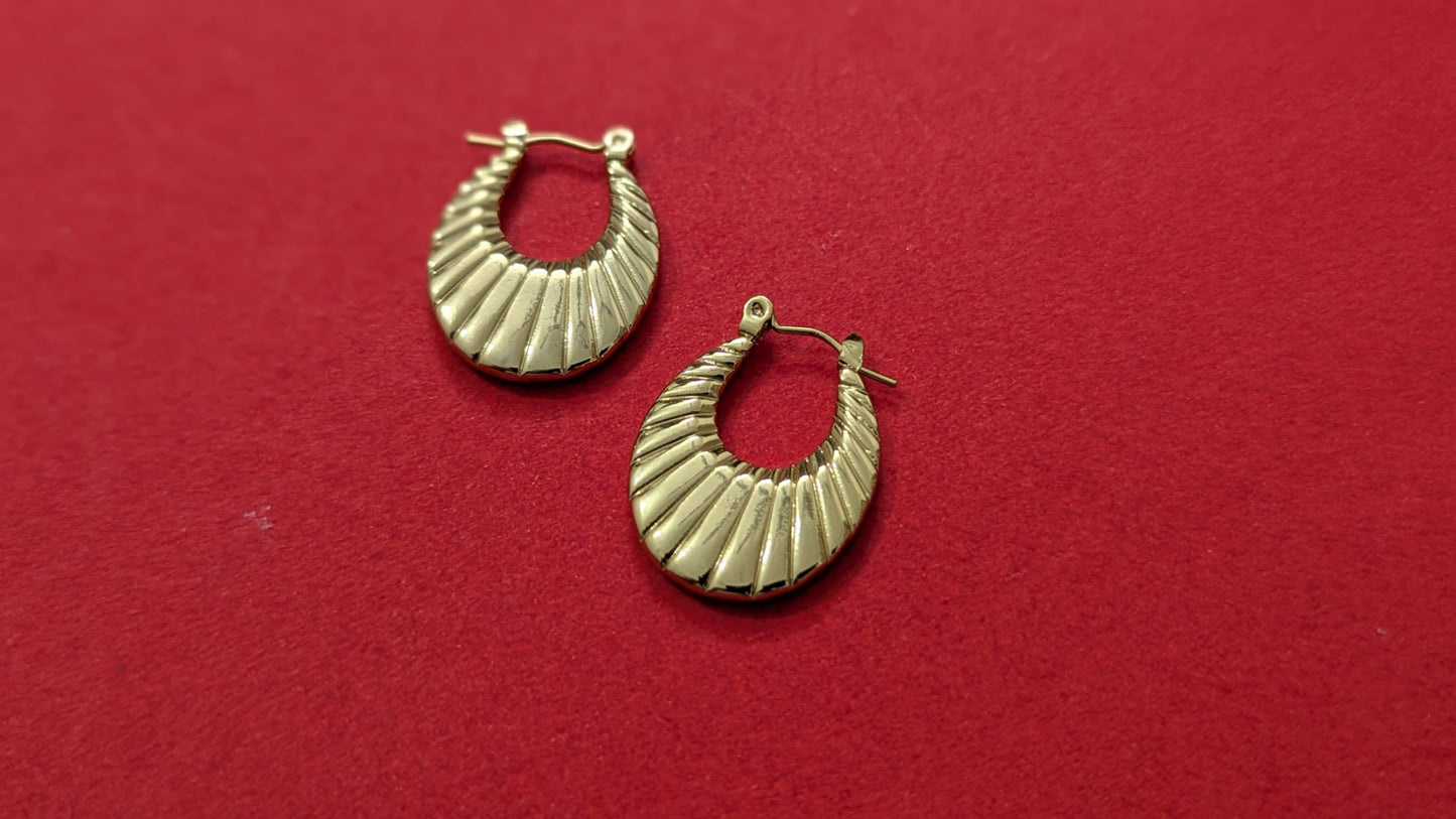 Stainless Steel Glided Ripple Clip-On Earring