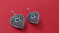 Silver Oxidized Blue Stone Leaf Shape Fish Hook Earring