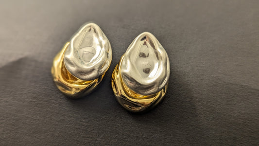 Vintage Gold And Silver Color Contrast Stud Earring