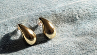 Gold Plated Anti Tarnish Tear Drop Big Stud Earrings