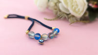 Blue Glass Bead Adjustable Dori Bracelet with Evil Eye Charm