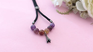 Purple & Brown Glass Beads Dori Bracelet