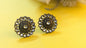 White Kundan Studded Flower Shape Silver Oxidized Stud Earring