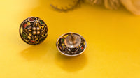 Multicolor Kundan Stone Studded Silver Oxidized Stud Earring