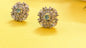 S925 AD Stud Earring With Blue Stone In Centre