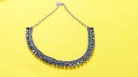 Silver Oxidized Blue Stone Jaipuriya Necklace