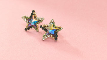 CZ & Beads Studded Rainbow Crystal  Anti Tarnish Stud Earring