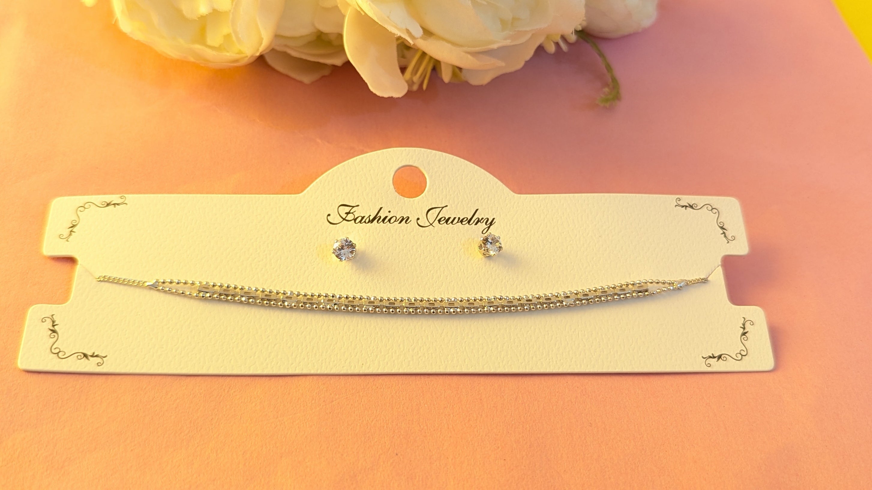 925 Silver Necklace With Ad Studs