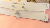 925 Silver Ad Pendant Necklace Set With AD Studs