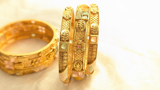 Set Of 6 Temple Design Bangles For Women | Size 2.6