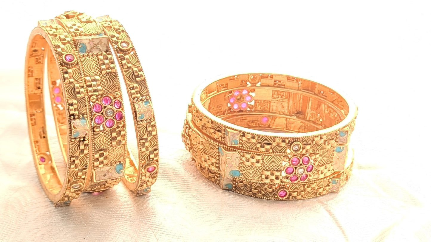 Set Of 6 Temple design Bangles |  Temple Jewelry | Size 2.6