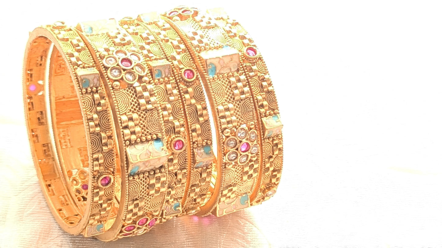 Set Of 6 Temple design Bangles |  Temple Jewelry | Size 2.6