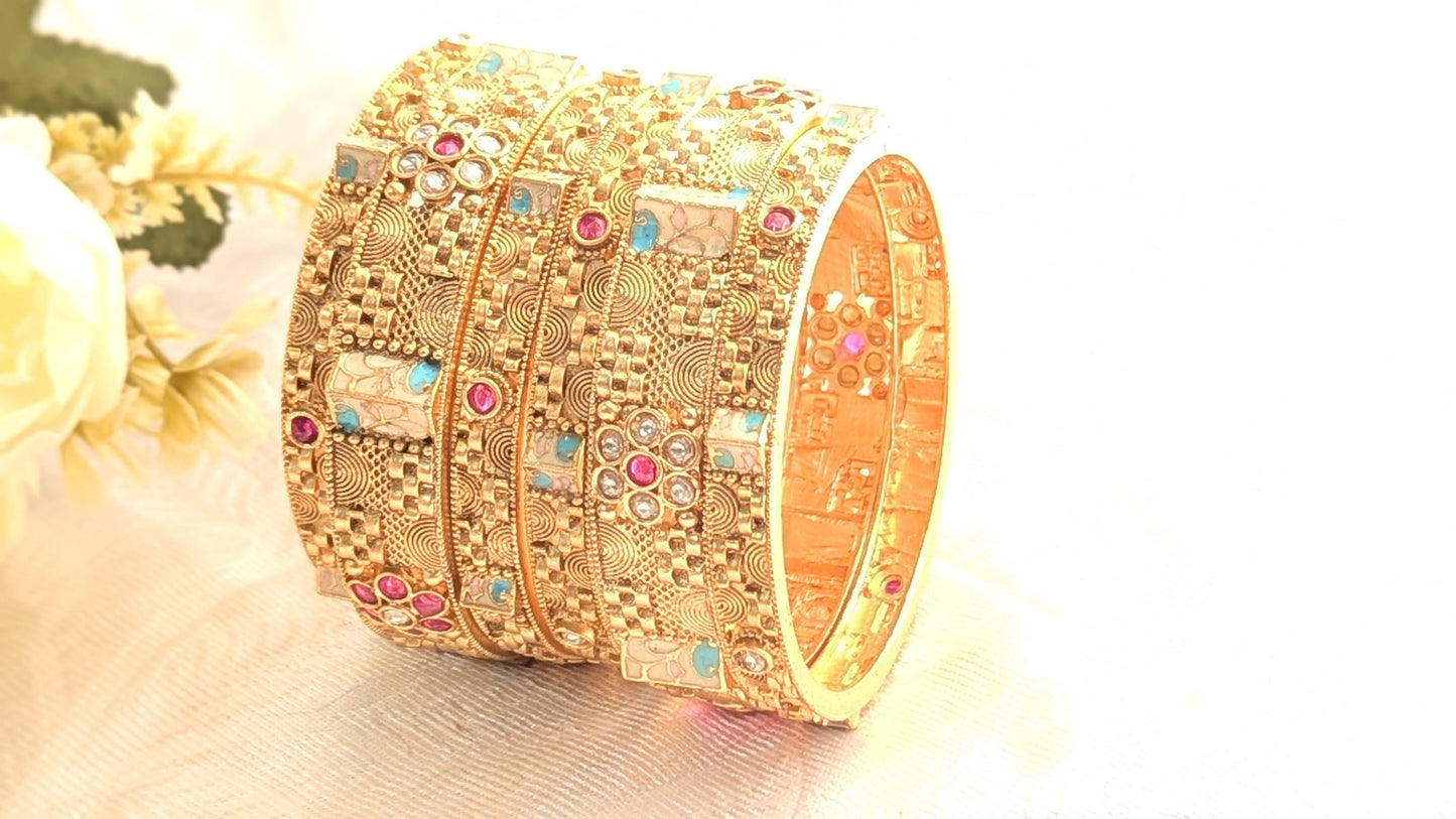 Set Of 6 Temple design Bangles |  Temple Jewelry | Size 2.6