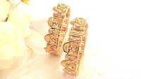 Gold Plated Set Of 2  Adjustable Temple Jewelry Bangle With Maa Laxmi Carvings