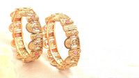 Gold Plated Set Of 2  Adjustable Temple Jewelry Bangle With Maa Laxmi Carvings