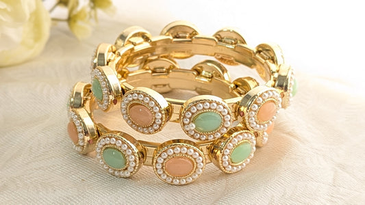 Set Of 2 Pastel Color Traditional Bangles