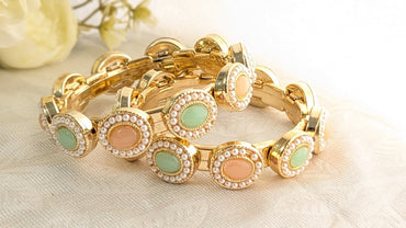 Set Of 2 Pastel Color Traditional Bangles