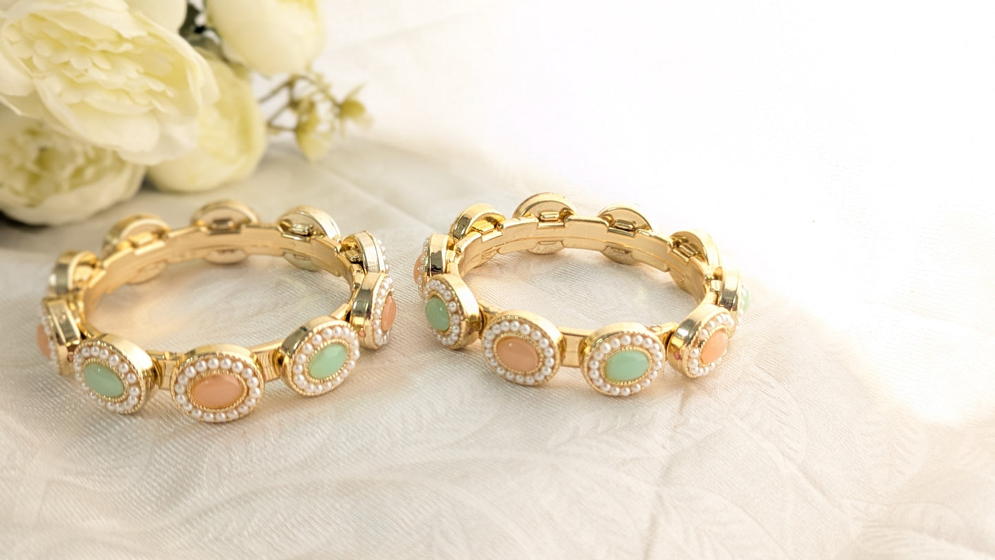 Set Of 2 Pastel Color Traditional Bangles