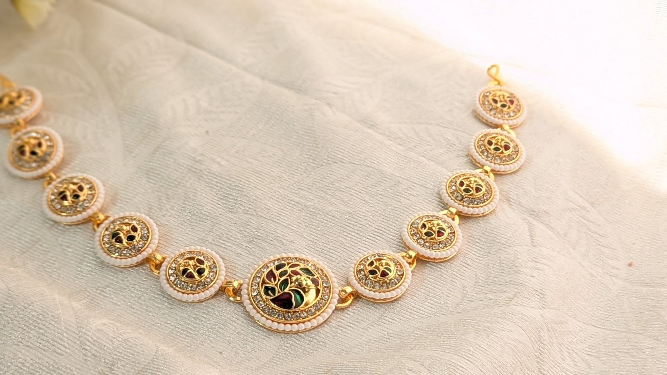 Gold Plated Meenakaari Work Peacock Rajasthani Maangtika