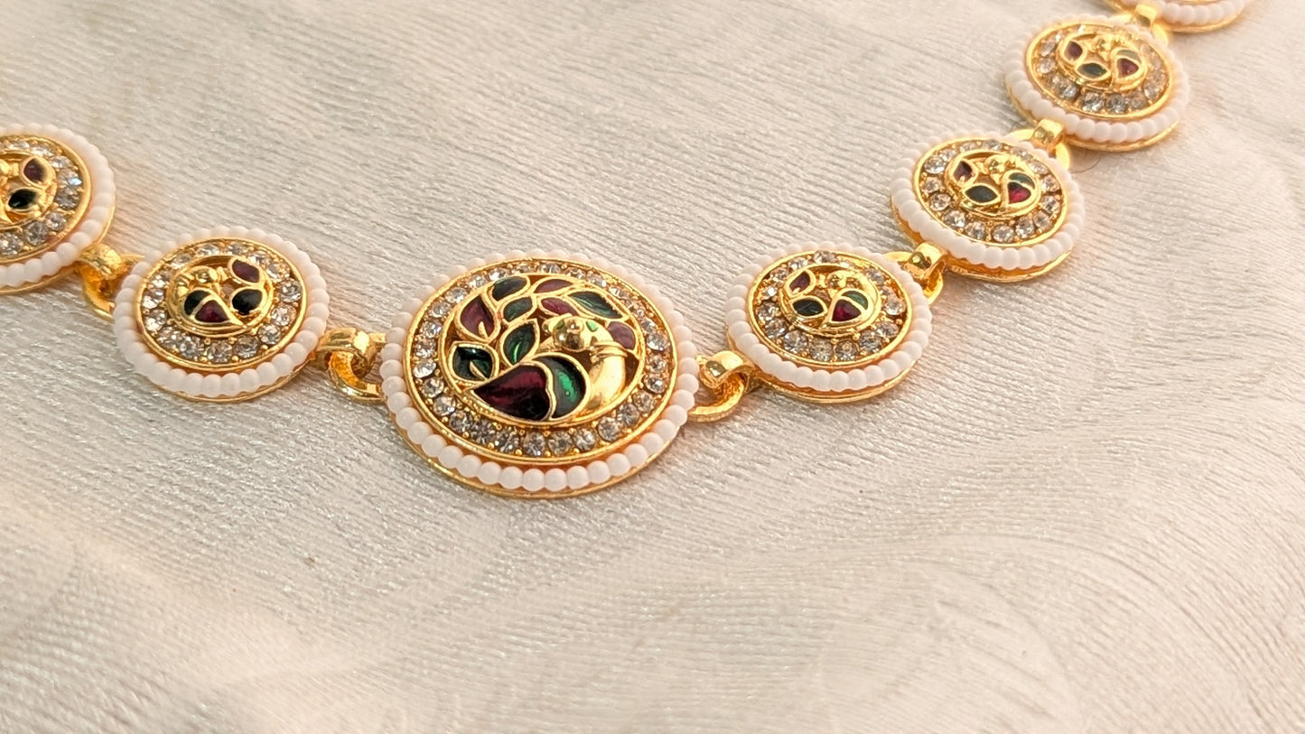 Gold Plated Meenakaari Work Peacock Rajasthani Maangtika