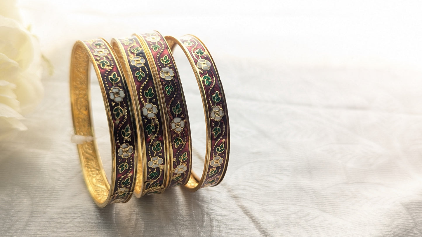 Set Of 4 Traditional Rajasthani Minakari Bangles | Size 2.