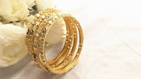 Set Of 4 Gold Plated Anti Tarnish Bangles | Size 2.6